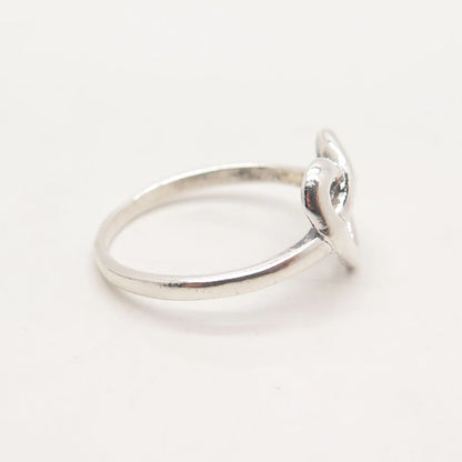 925 Sterling Silver Vintage Heart Knot Ring Size 8