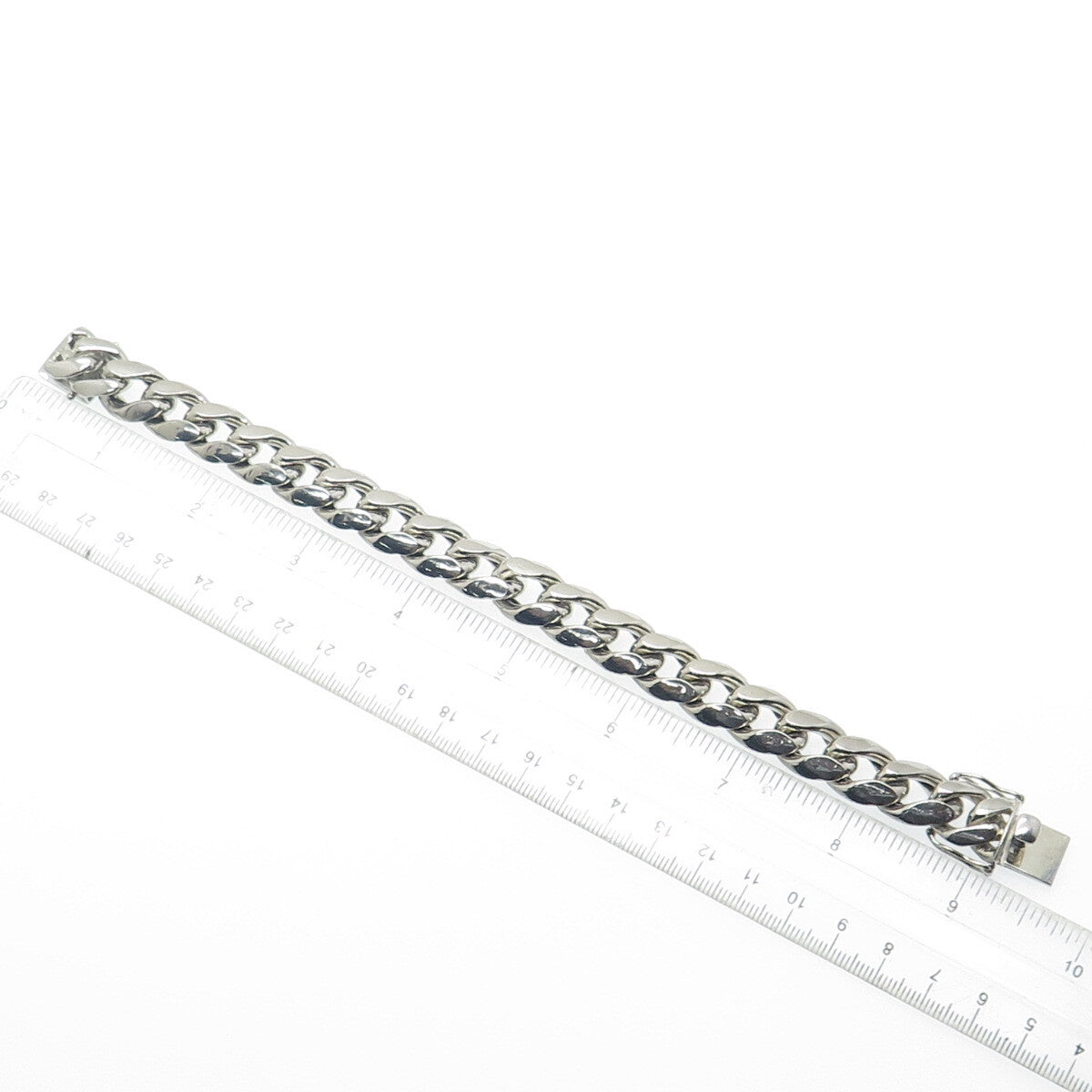925 Sterling Silver Vintage 54.2g Curb Link Bracelet 8.25"