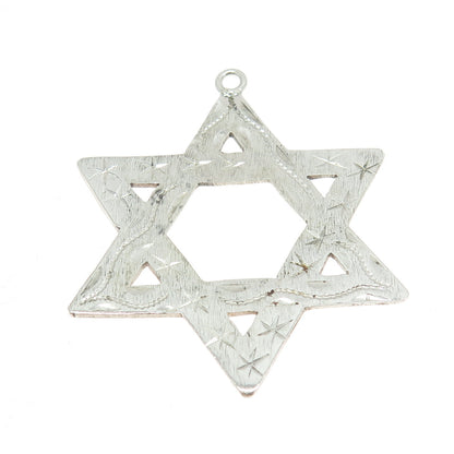 925 Sterling Silver Vintage Star of David Engraved Pendant