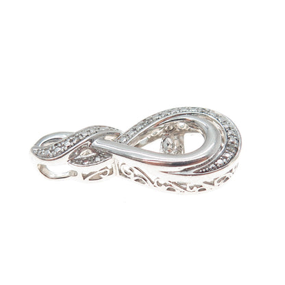 925 Sterling Silver Real Round-Cut Diamond Infinity Minimalist Slide Pendant