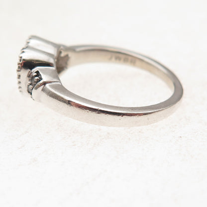 Jane Seymour 925 Sterling Silver Real Black & White Diamond Heart Ring Size 7