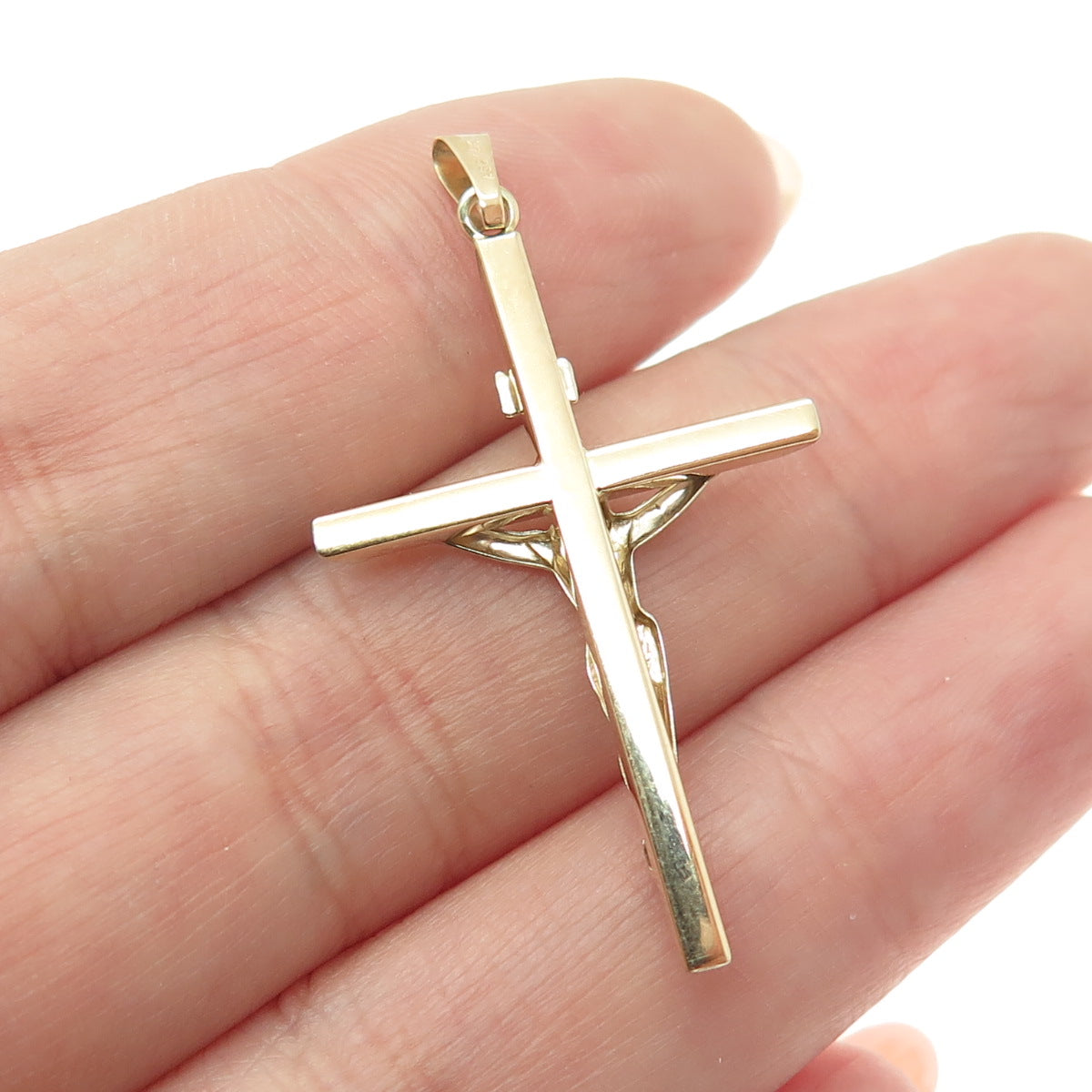 14K Yellow & White Gold Crucifix Cross Religious Charm Pendant