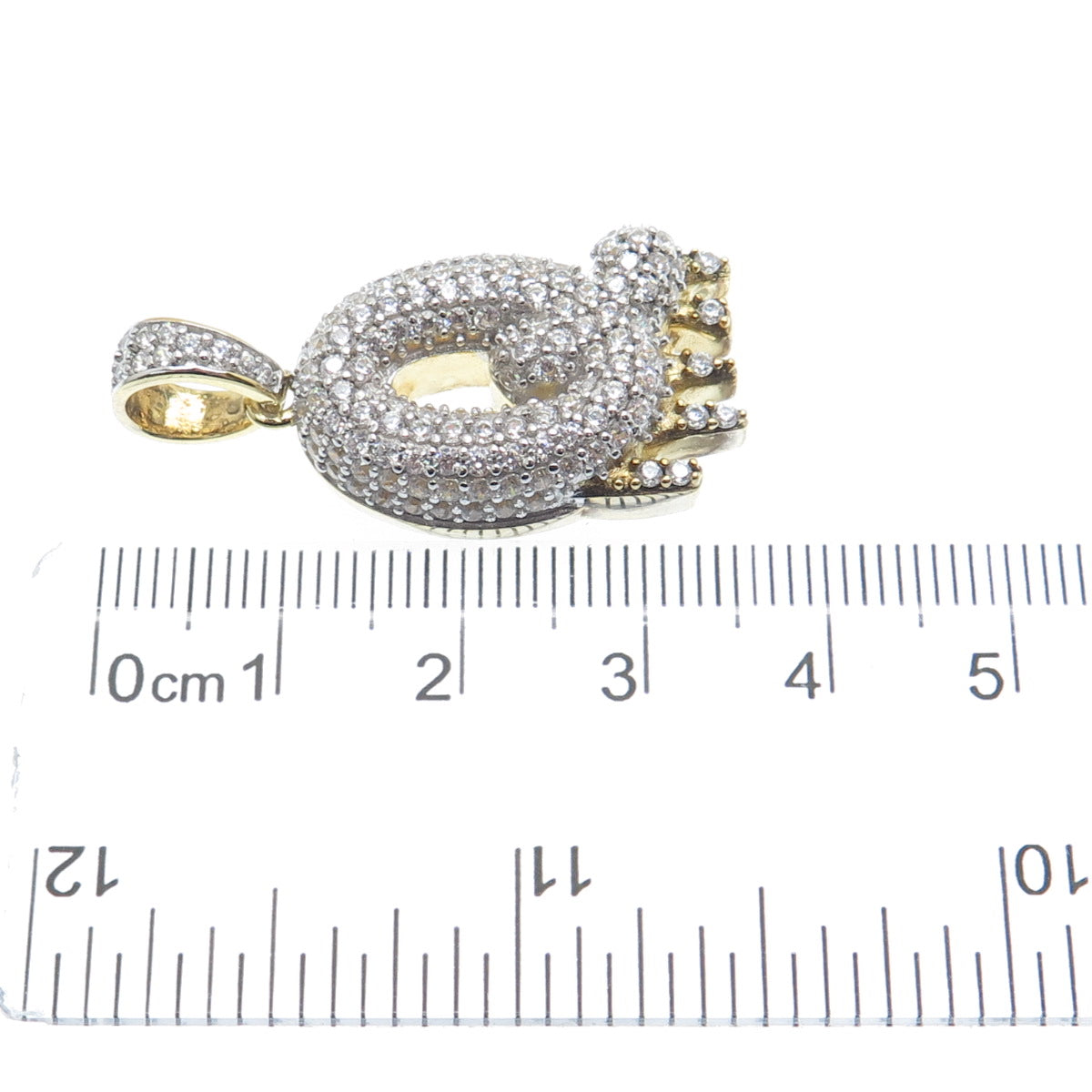925 Sterling Silver Gold Plated Round-Cut Shaped C Z Letter Q Sparkle Pendant