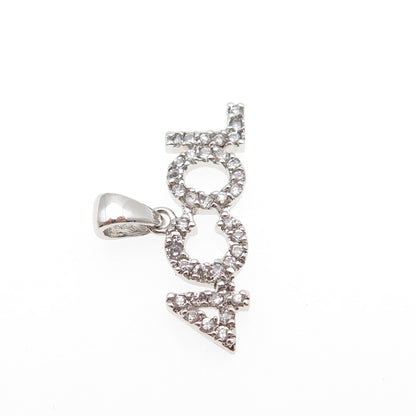 925 Sterling Silver Round-Cut C Z 4COL Charm Pendant