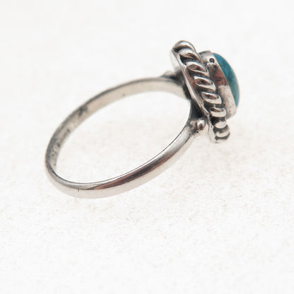 925 Sterling Silver Vintage Real Turquoise Oxidized Ring Size 6