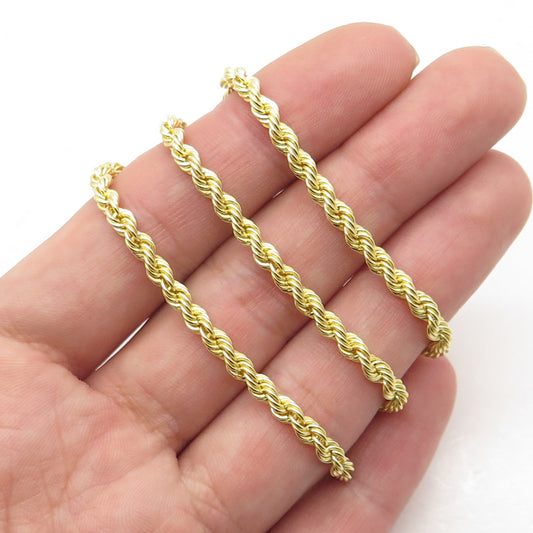 925 Sterling Silver Gold Plated Twisted Rope Chain Necklace 16"