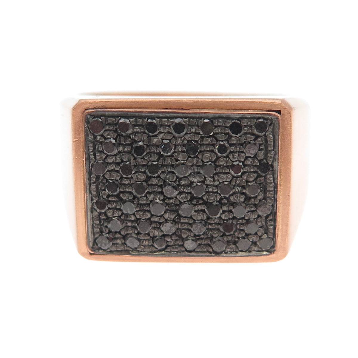 Badel 925 Sterling Silver Rose Gold Plated Real Black Diamond Ring Size 10.5