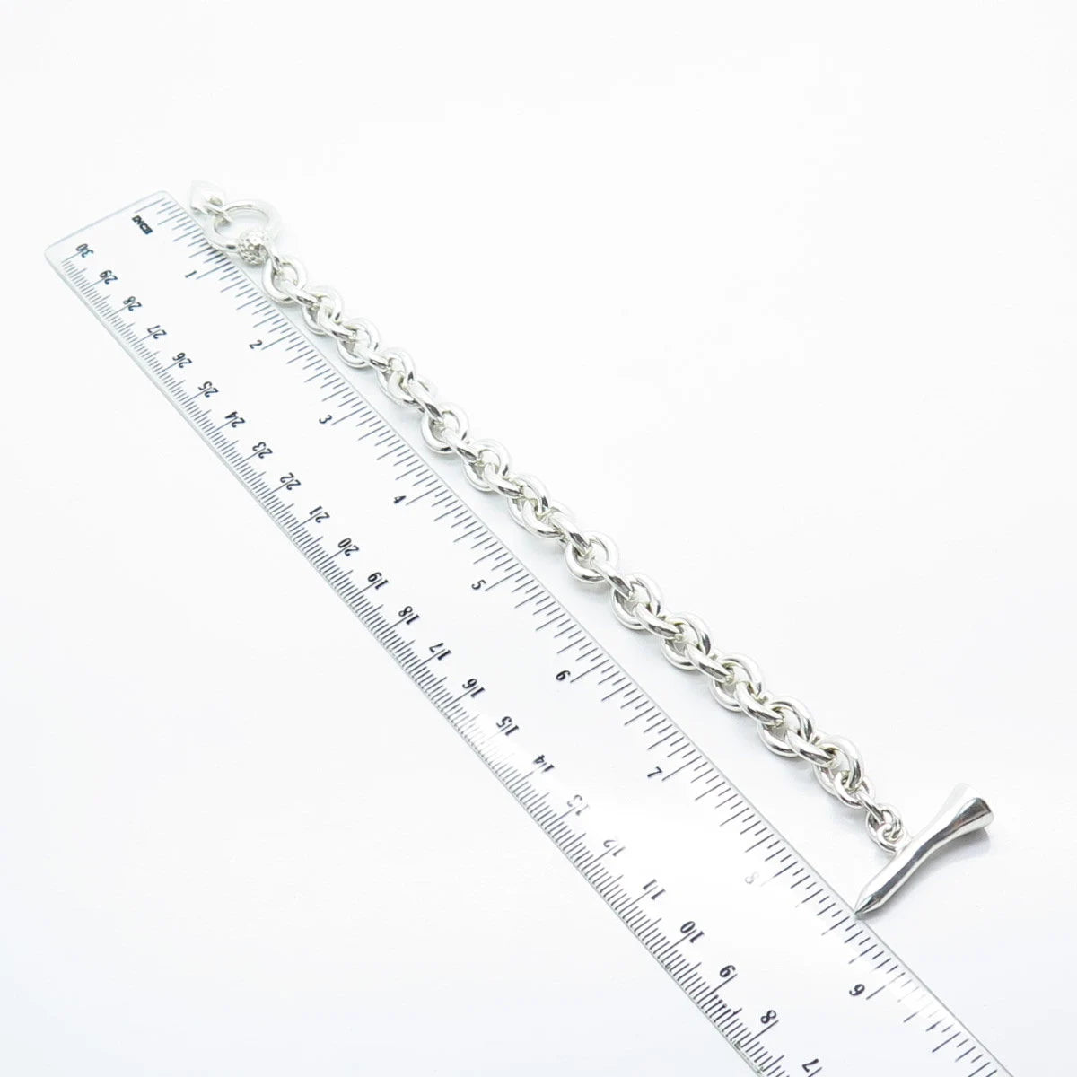 925 Sterling Silver Vintage Rolo Link Bracelet 6.75"