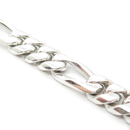 925 Sterling Silver Vintage Mexico Figaro Link Bracelet 8.5"
