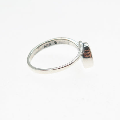 925 Sterling Silver Vintage Real Black Onyx Modernist Heart Ring Size 8