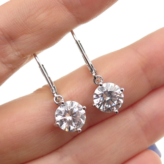 925 Sterling Silver Round-Cut C Z Dangle Earrings