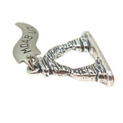 WHEELER MFG 925 Sterling Silver Vintage Delicate Arch Oxidized Charm Pendant