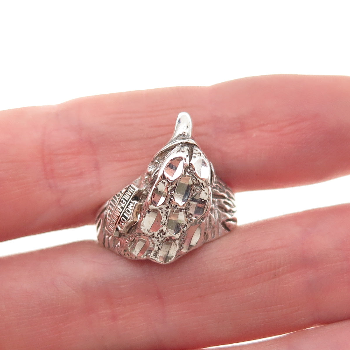 Harley-Davidson 925 Sterling Silver Vintage Eagle Oxidized Ring Size 6.75