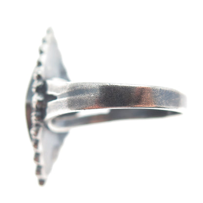 925 Sterling Silver Vintage Real Black Onyx Cannetille Oxidized Ring Size 9.5