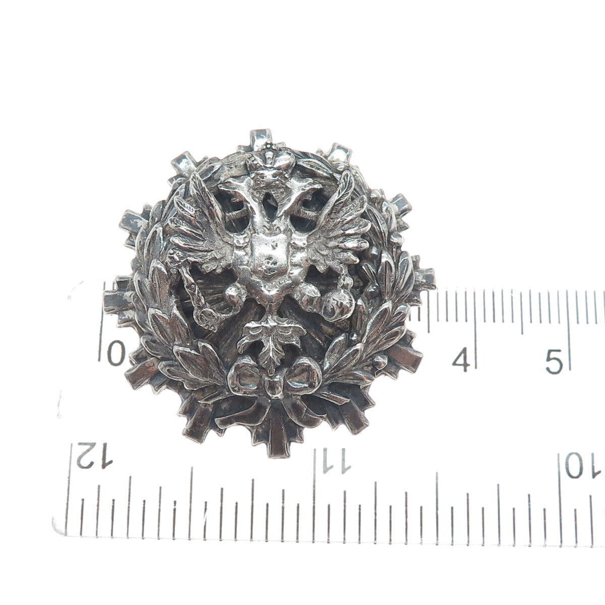 LISNER Silver-Tone Vintage 1950s Poland Double Headed Eagle Oxidized Pin Brooch