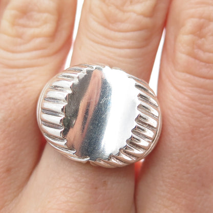925 Sterling Silver Vintage Modernist Statement Ring Size 6.25