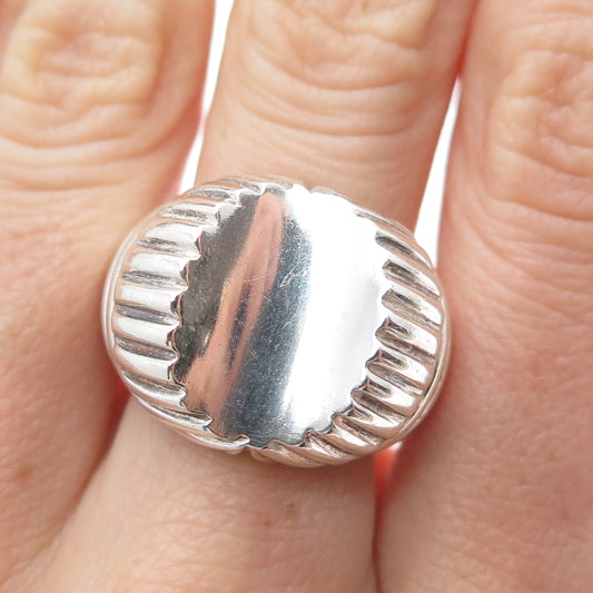 925 Sterling Silver Vintage Modernist Statement Ring Size 6.25