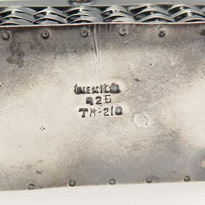 925 Sterling Silver Vintage Mexico Engraved Mesh Oxidized Pill / Snuff Box
