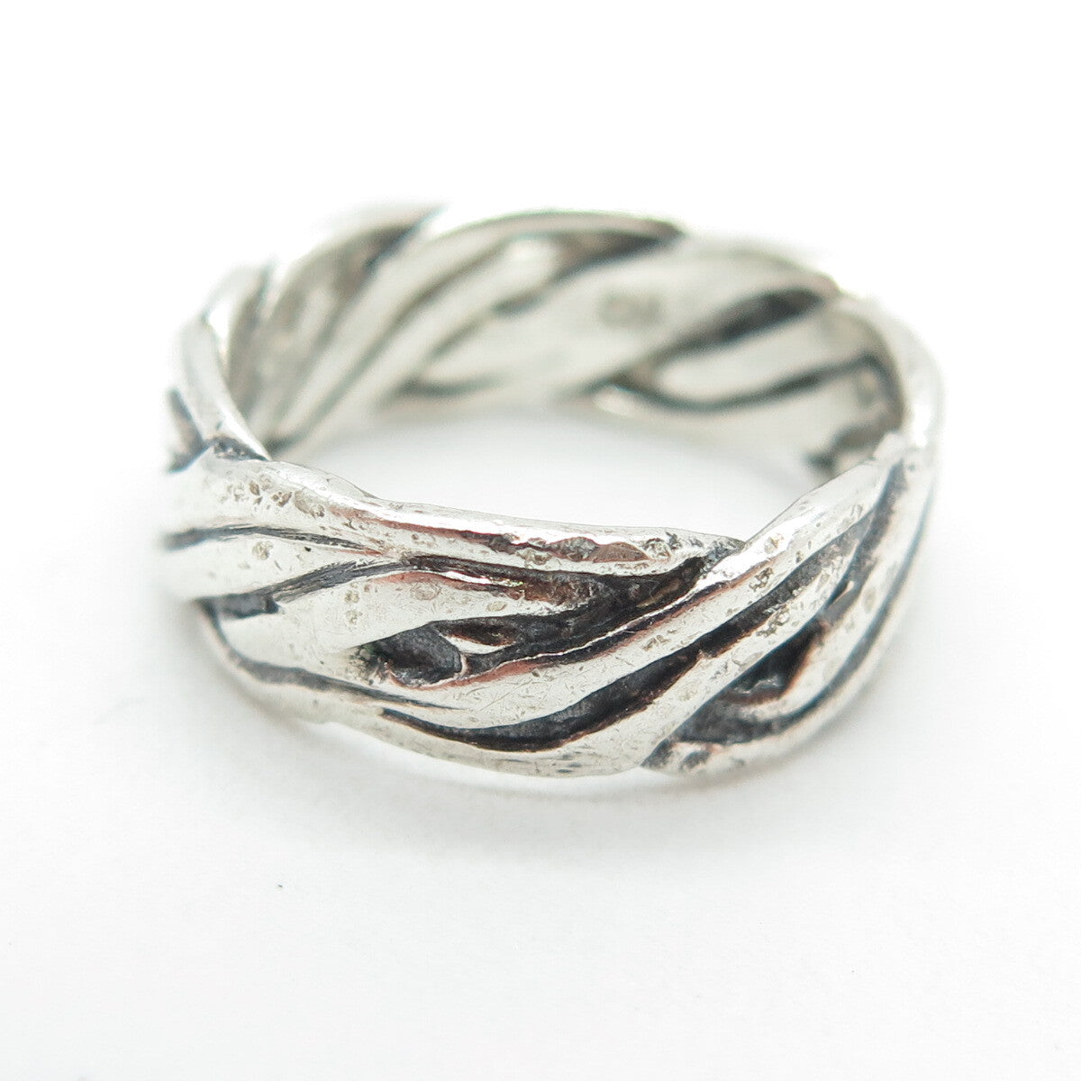 925 Sterling Silver Vintage Twisted Rope Band Ring Size 5.75