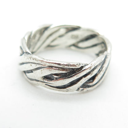 925 Sterling Silver Vintage Twisted Rope Band Ring Size 5.75