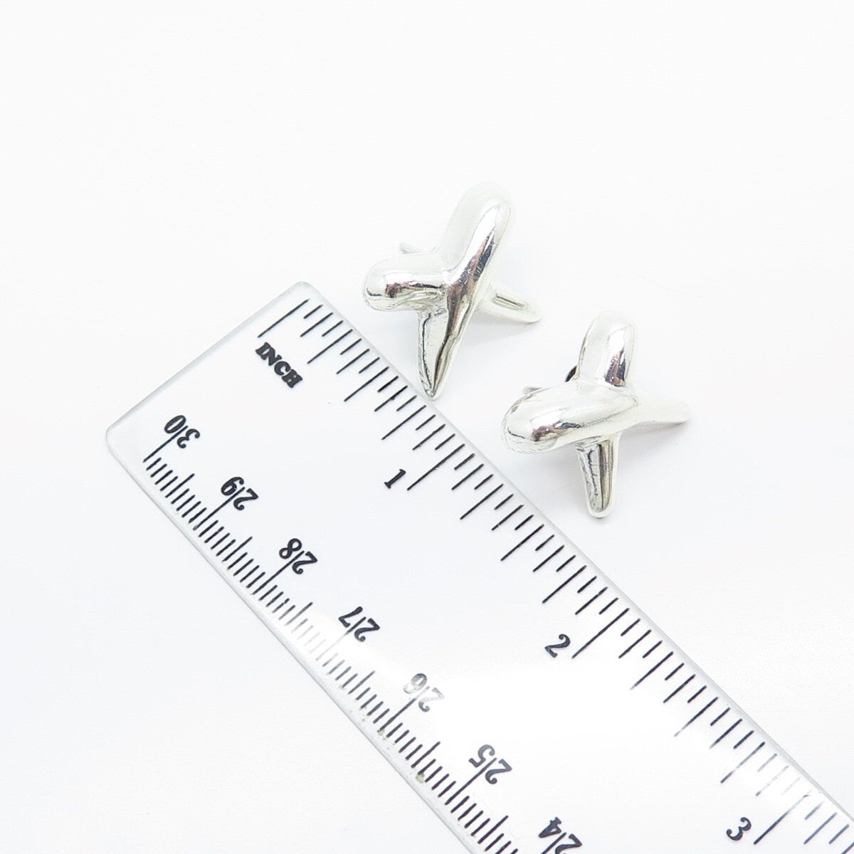925 Sterling Silver Vintage Crossover Stud Earrings