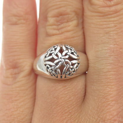 925 Sterling Silver Vintage Celtic Knot Dome Ring Size 6
