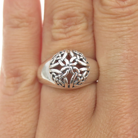 925 Sterling Silver Vintage Celtic Knot Dome Ring Size 6