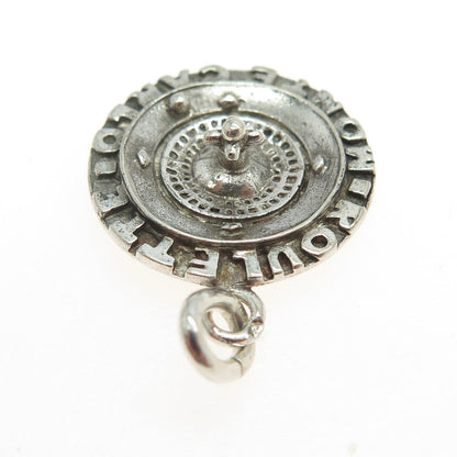 925 Sterling Silver Vintage Roulette Good Luck Charm Pendant