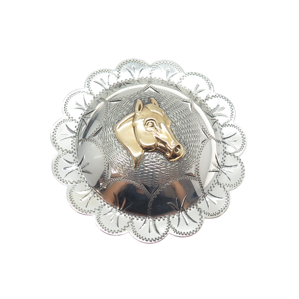 Old Pawn 925 Sterling Silver 2-Tone Vintage Southwestern Horse Bolo Tie Buckle