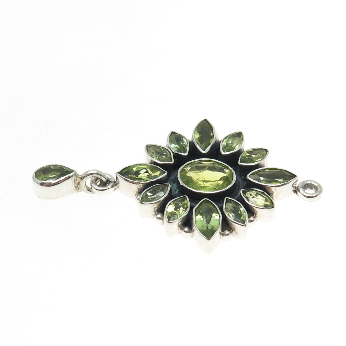 925 Sterling Silver Vintage Real Peridot Gemstone Pendant