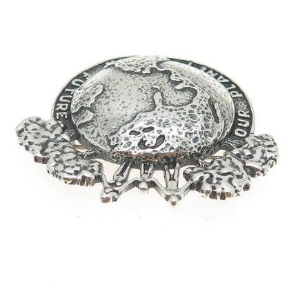 SILVER CLOUD 925 Sterling Silver Vintage "Our Planet - Our Future" Pin Brooch