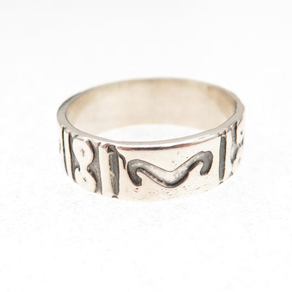 925 Sterling Silver Vintage Aries Zodiac Oxidized Band Ring Size 8.5