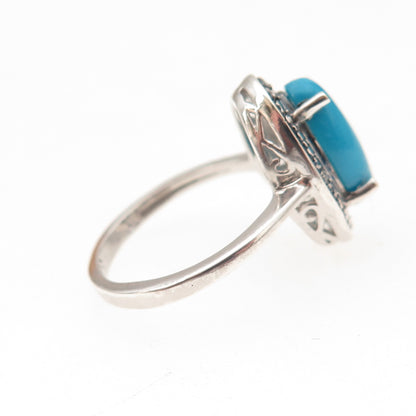 Chuck Clemency 925 Sterling Silver Real Blue Diamond & Turquoise Ring Size 5.75