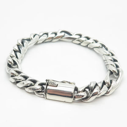 925 Sterling Silver Vintage Heavy Figaro Link Bracelet 8"