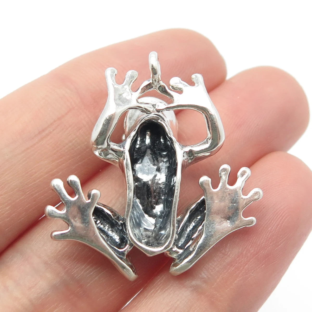925 Sterling Silver Vintage Frog For Good Luck Pendant