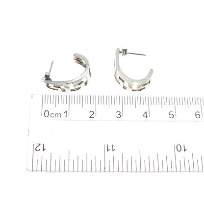 925 Sterling Silver Vintage Greek Key Hoop Earrings