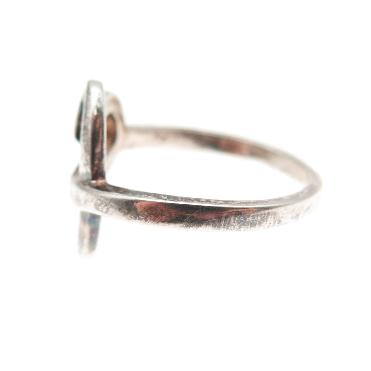 925 Sterling Silver Vintage Loving Heart Oxidized Ring Size 6