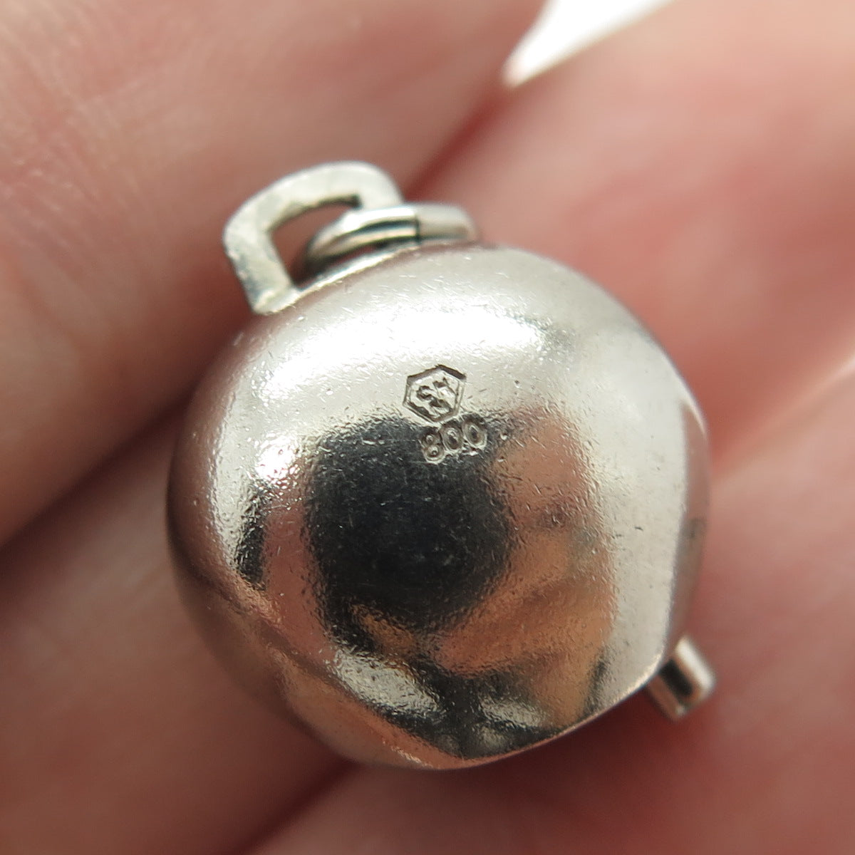 800 Silver Antique Art Deco CHN "Switzerland" Minimalist Bell Charm Pendant