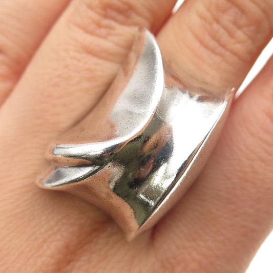 ZINA 925 Sterling Silver Vintage Modernist Oxidized Statement Ring Size 9.5