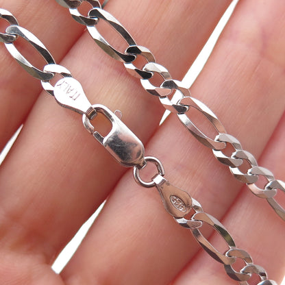 925 Sterling Silver Italy Figaro Chain Necklace 20"