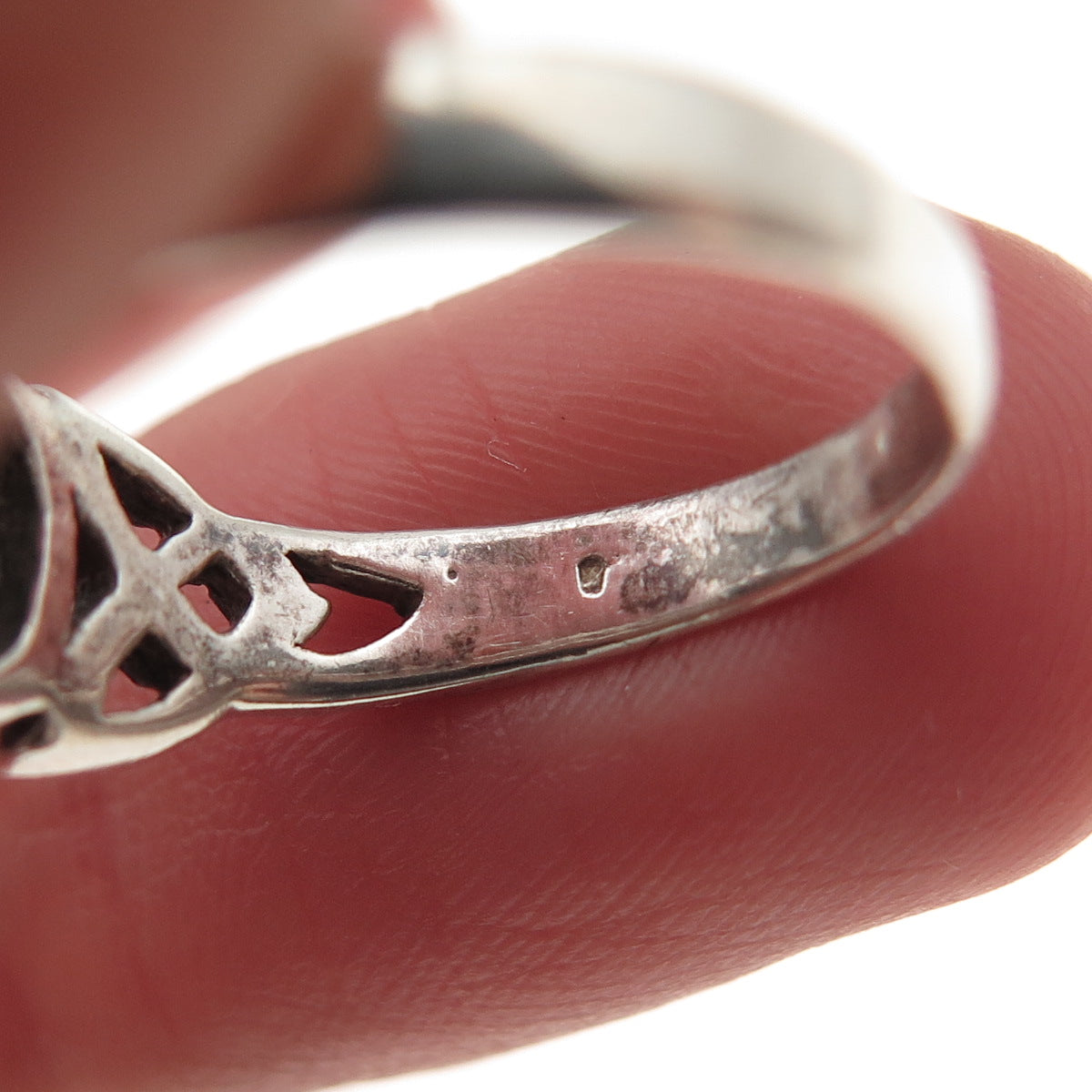 925 Sterling Silver Vintage Real Black Onyx Celtic Trinity Knot Ring Size 6