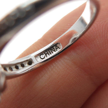 925 Sterling Silver Cognac & White C Z Ring Size 7