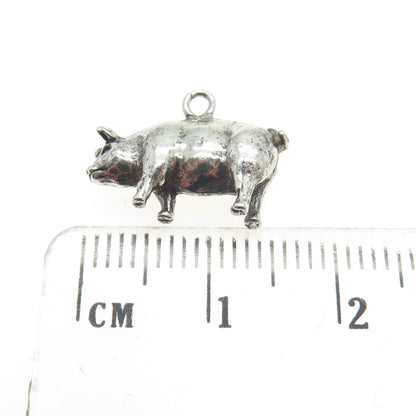 925 Sterling Silver Vintage Pig / Boar 3D Pendant