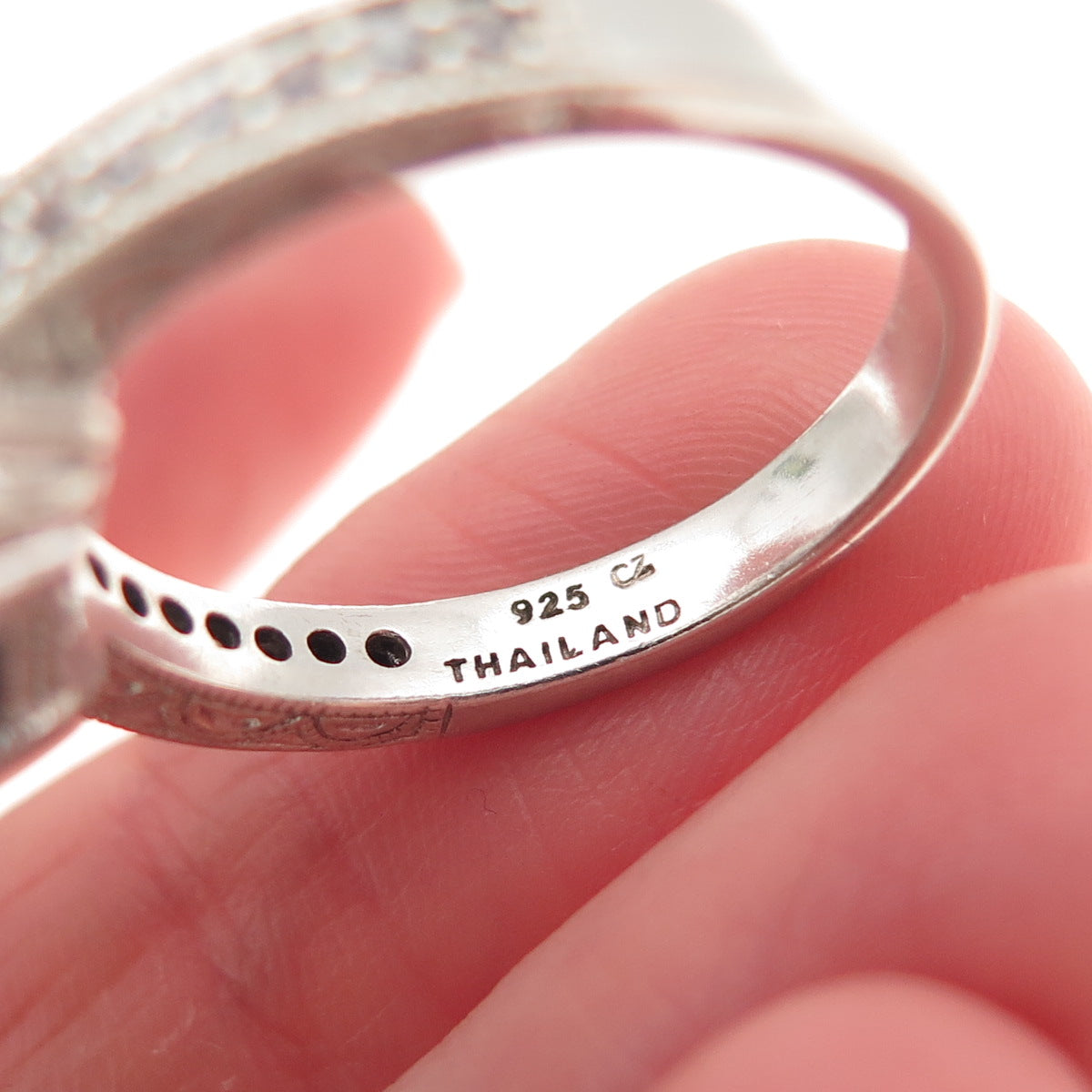 TACORI 925 Sterling Silver Real Swiss Blue Topaz & C Z Ring Size 9