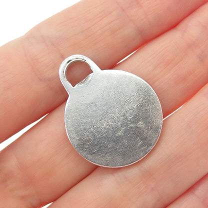 TIFFANY & CO. 925 Sterling Silver Vintage Engraved Round Tag Charm Pendant
