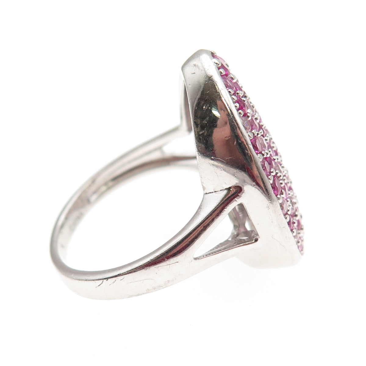 925 Sterling Silver Lab-Created Pink Sapphire & Ruby Teardrop Ring Size 8