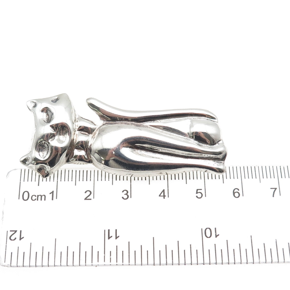 925 Sterling Silver Vintage Mexico Modernist Cat Pin Brooch