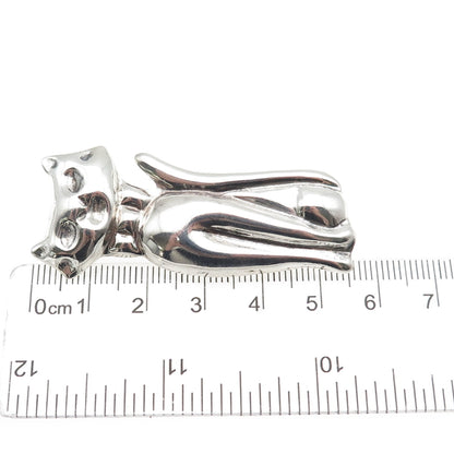 925 Sterling Silver Vintage Mexico Modernist Cat Pin Brooch