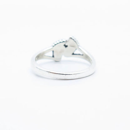 925 Sterling Silver Vintage Footprint Ring Size 5.75