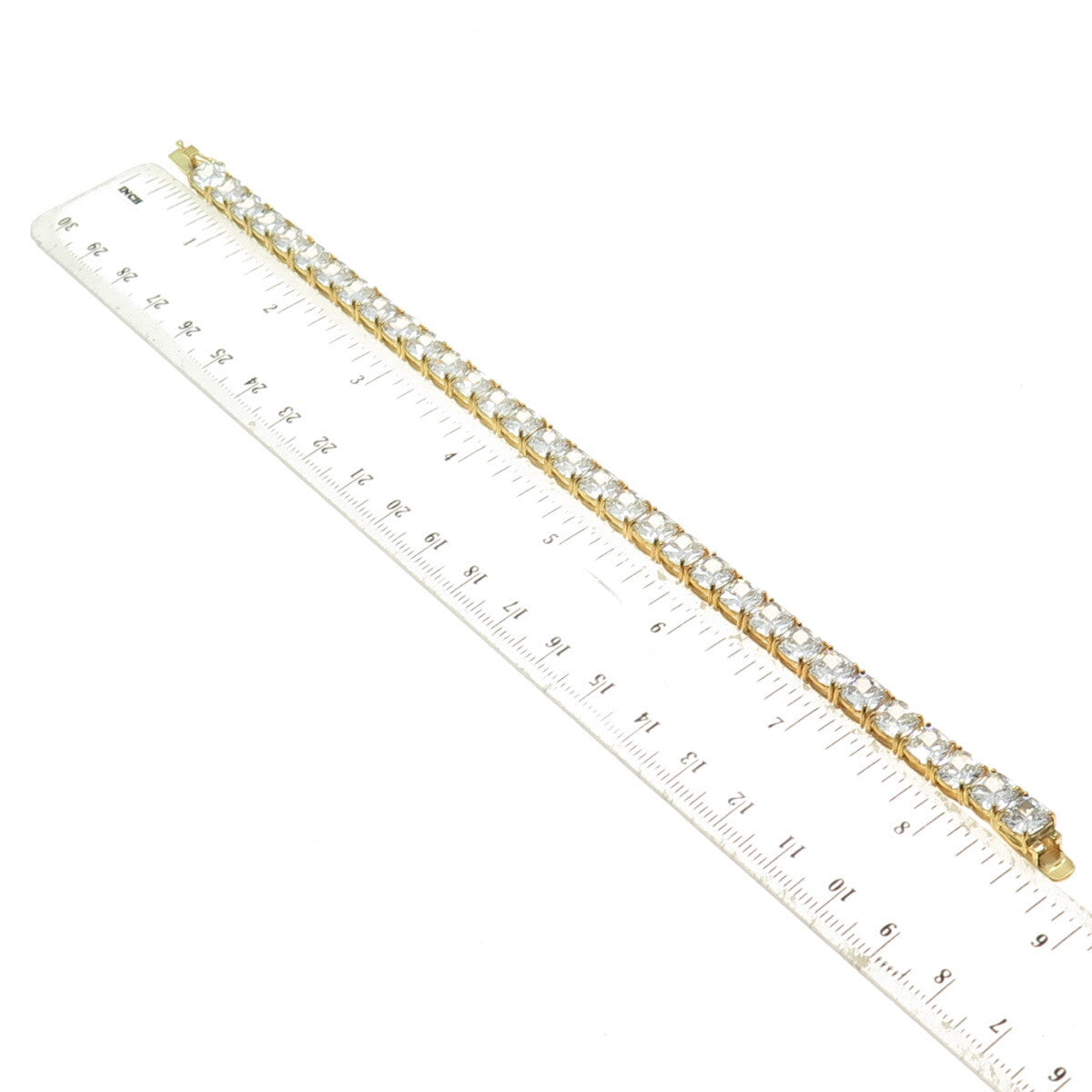 925 Sterling Silver Gold Plated Round-Cut C Z Tennis Link Bracelet 8.25"